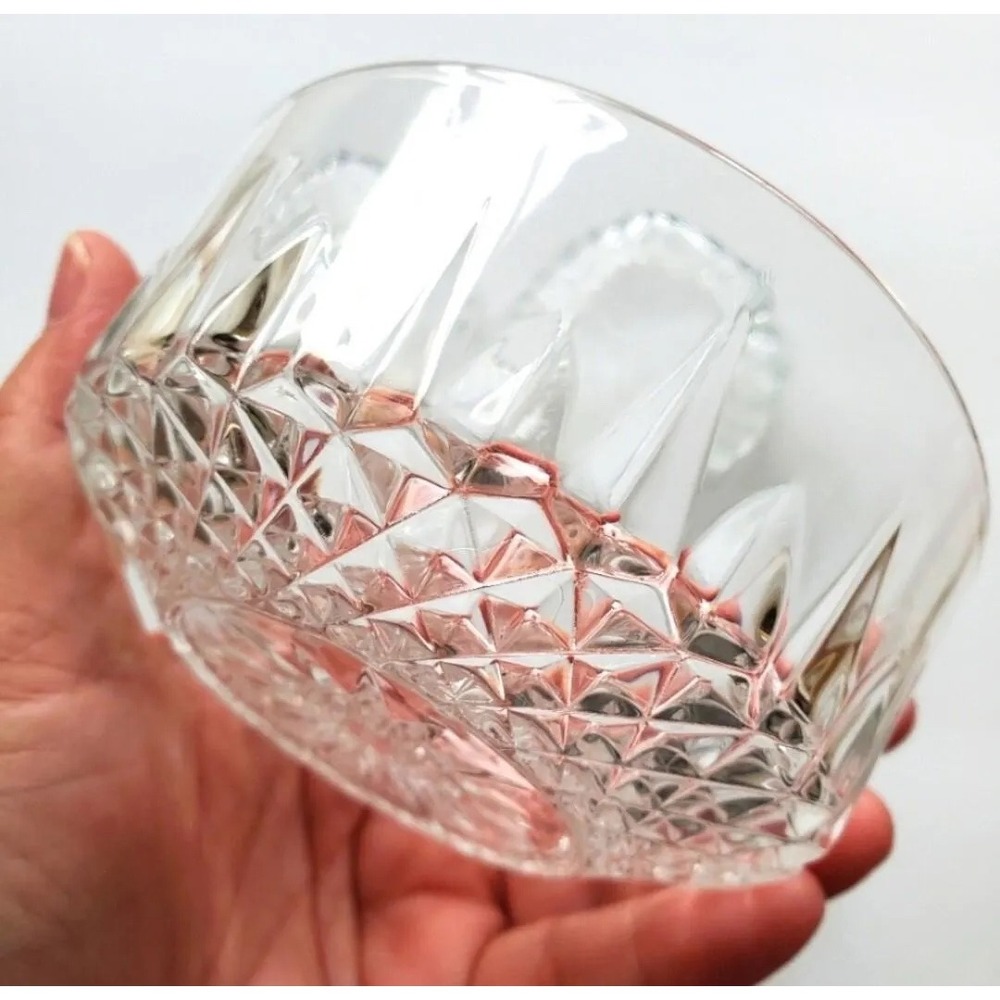 Arcoroc France Crystal DIAMANT STARBURST Berry Dessert Bowls • MCM • Set of 2